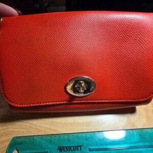 Coach Vibrant Red Crossbody Bag with Gold Hardware